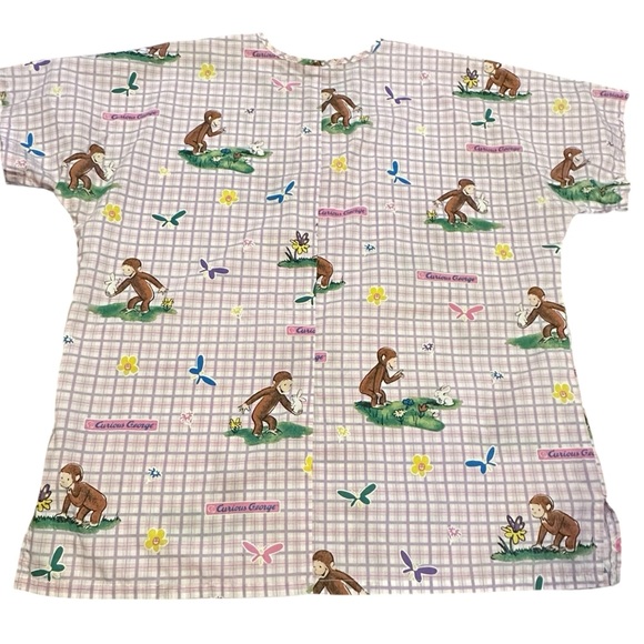 Curious George Scrub Top with pocket Spring pastel colors - Picture 1 of 11